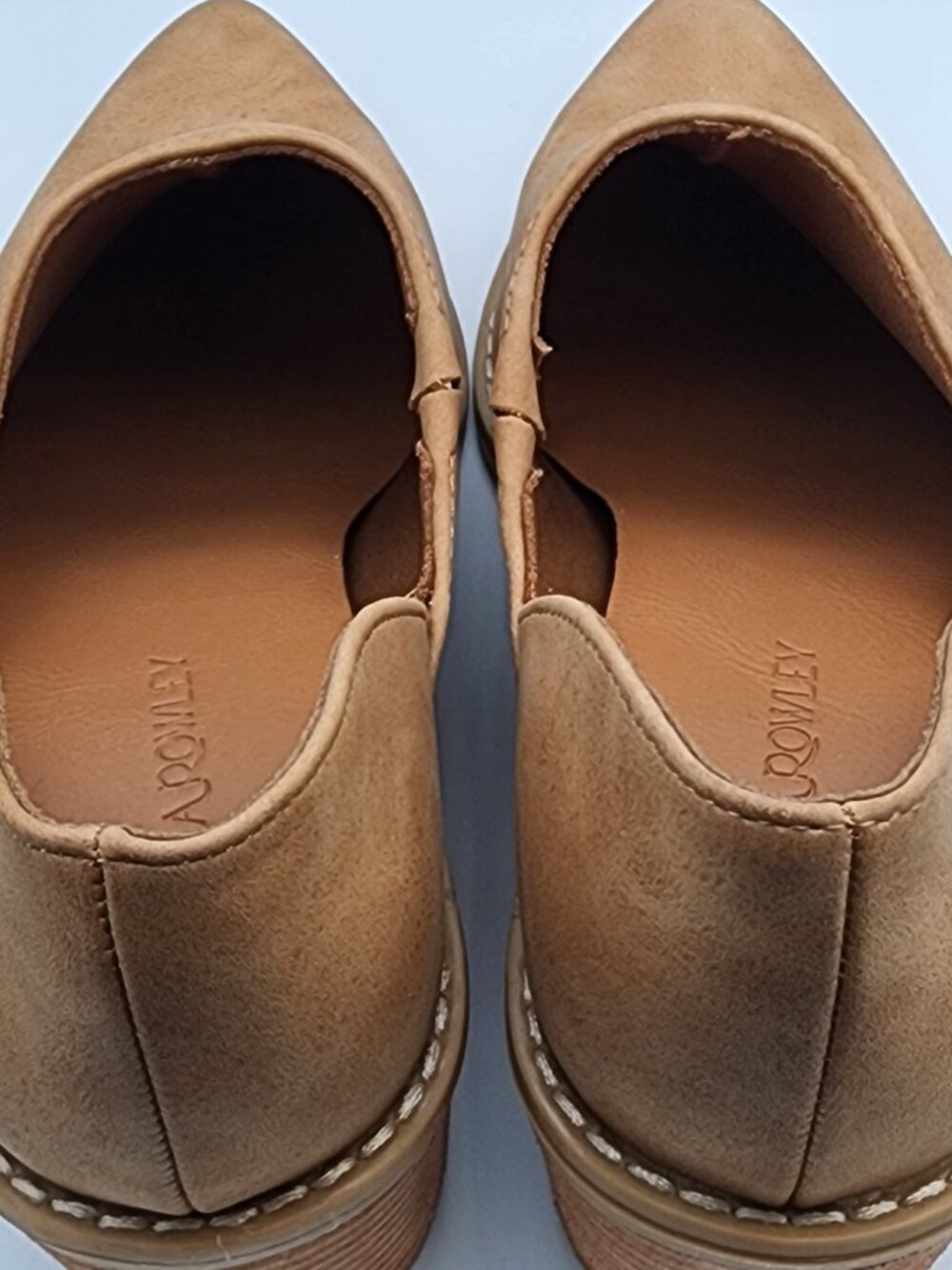 “Eddie” Tan Suede D'Orsay Ankle Booties | Women's 9 - Picture 11 of 17